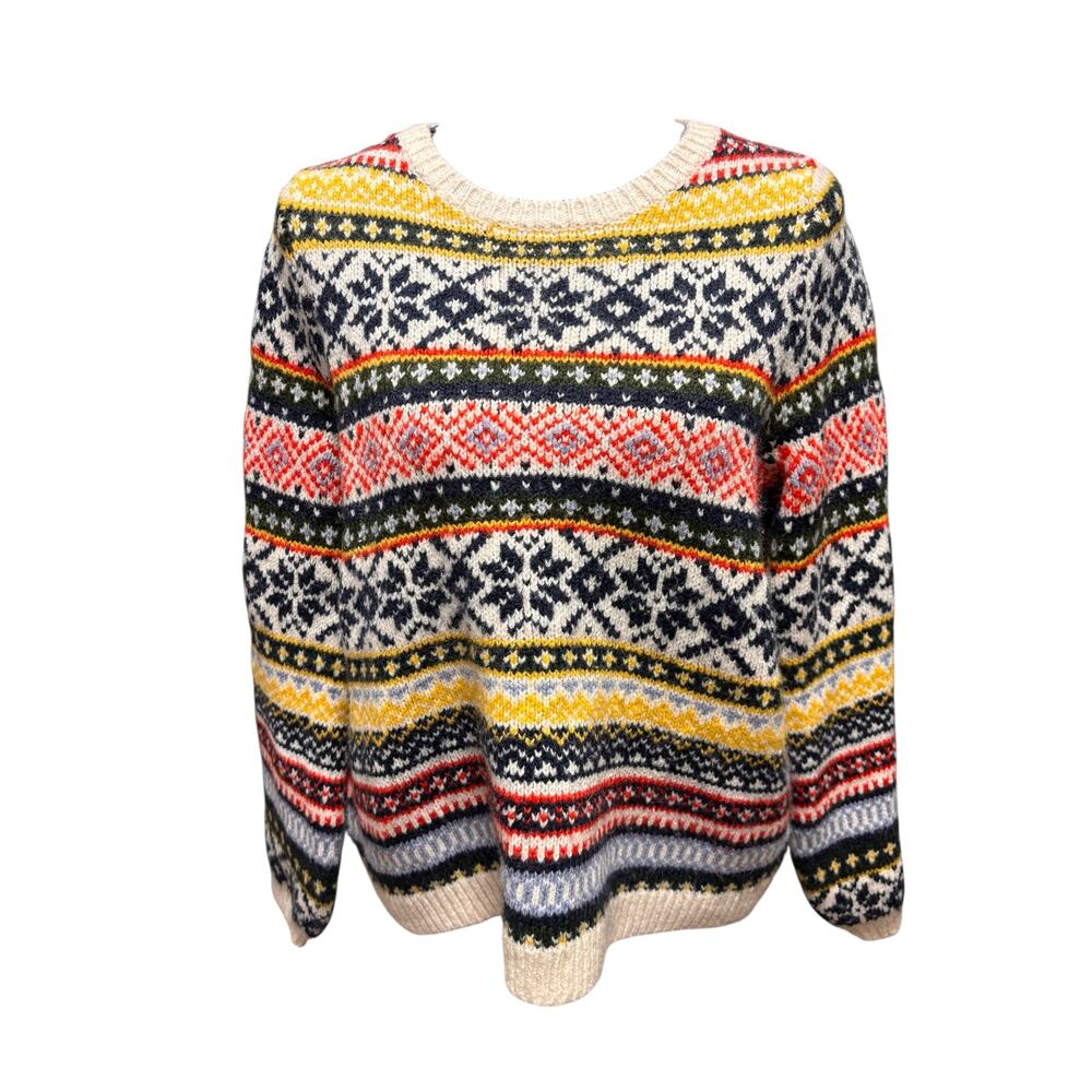 Old Navy Fair Isle Snowflake Knit Sweater Sz S Multicolor Pullover Holidays Xmas